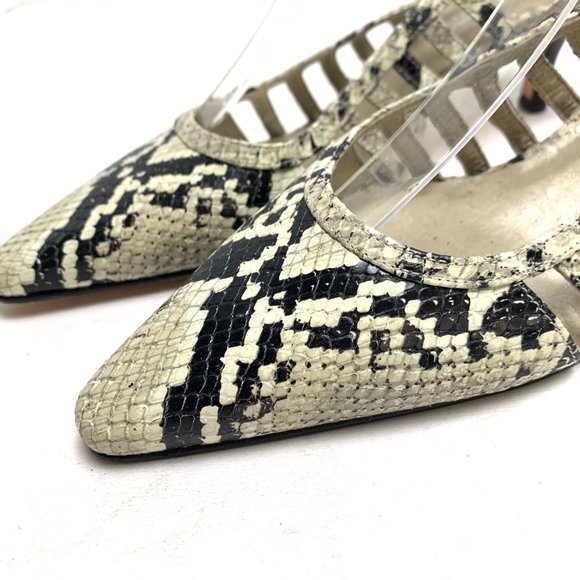 TALBOTS Genuine Leather Slingback kitten High Heels Snakeskin Reptile Print sz 7 - Picture 9 of 16